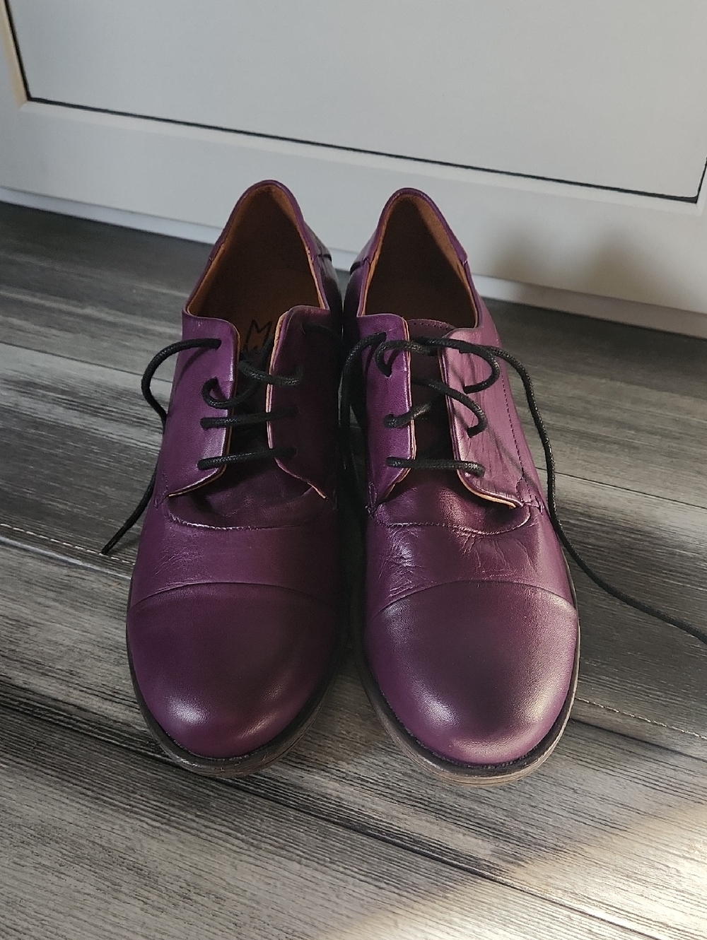 Miz Mooz Letty Womens Purple Leather Lace-Up Oxfords